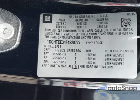 2015 Chevrolet Colorado Z71 z USA, uszkodzony, nr VIN 1GCHTCE34F1220727